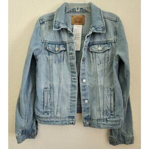 Jacket-Jean-Classic-Levi-Child Size-Light Wash-Button Up-Slit Pockets-Child XLJ
